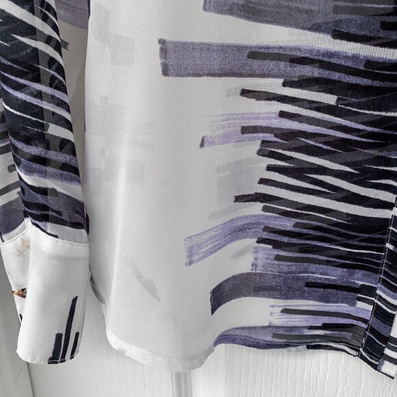 Ivanka Trump - Button Front Print Longsleeve Shirt with Cuffs - Picture 7 of 13